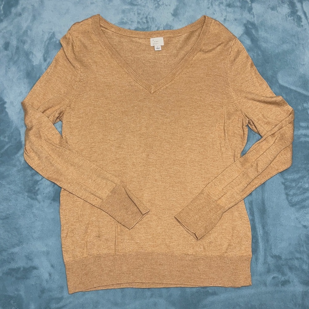 Camel V-Neck Sweater